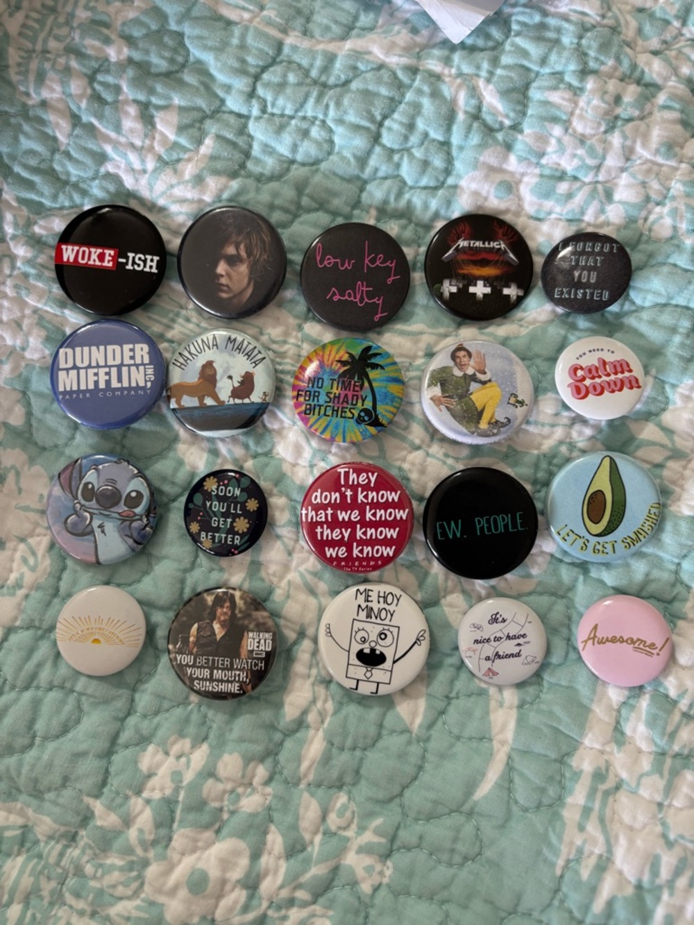 Assorted Graphic Pinback Button Set - Colorful Novelty Badges